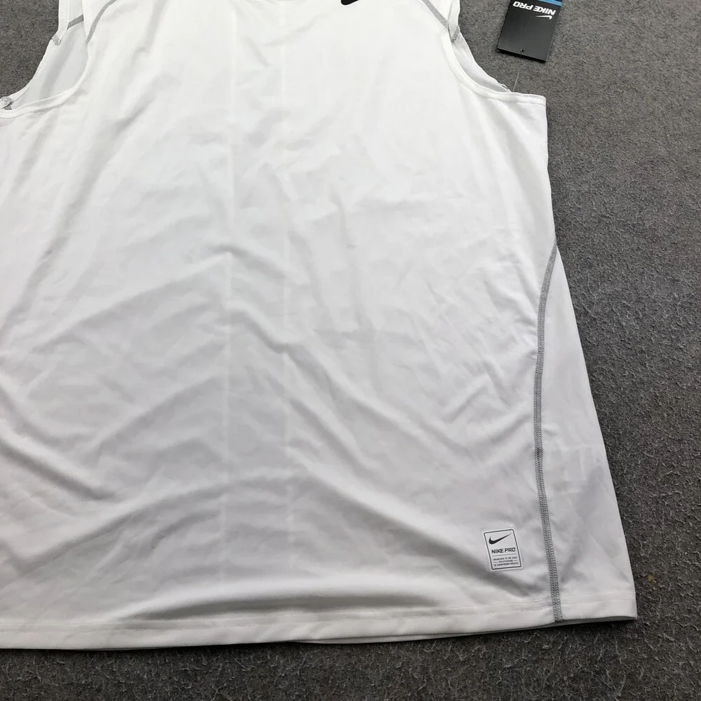 Nike Tank Top Mens XL White Pro Fitted Sleeveless Training Running Gym Athletic